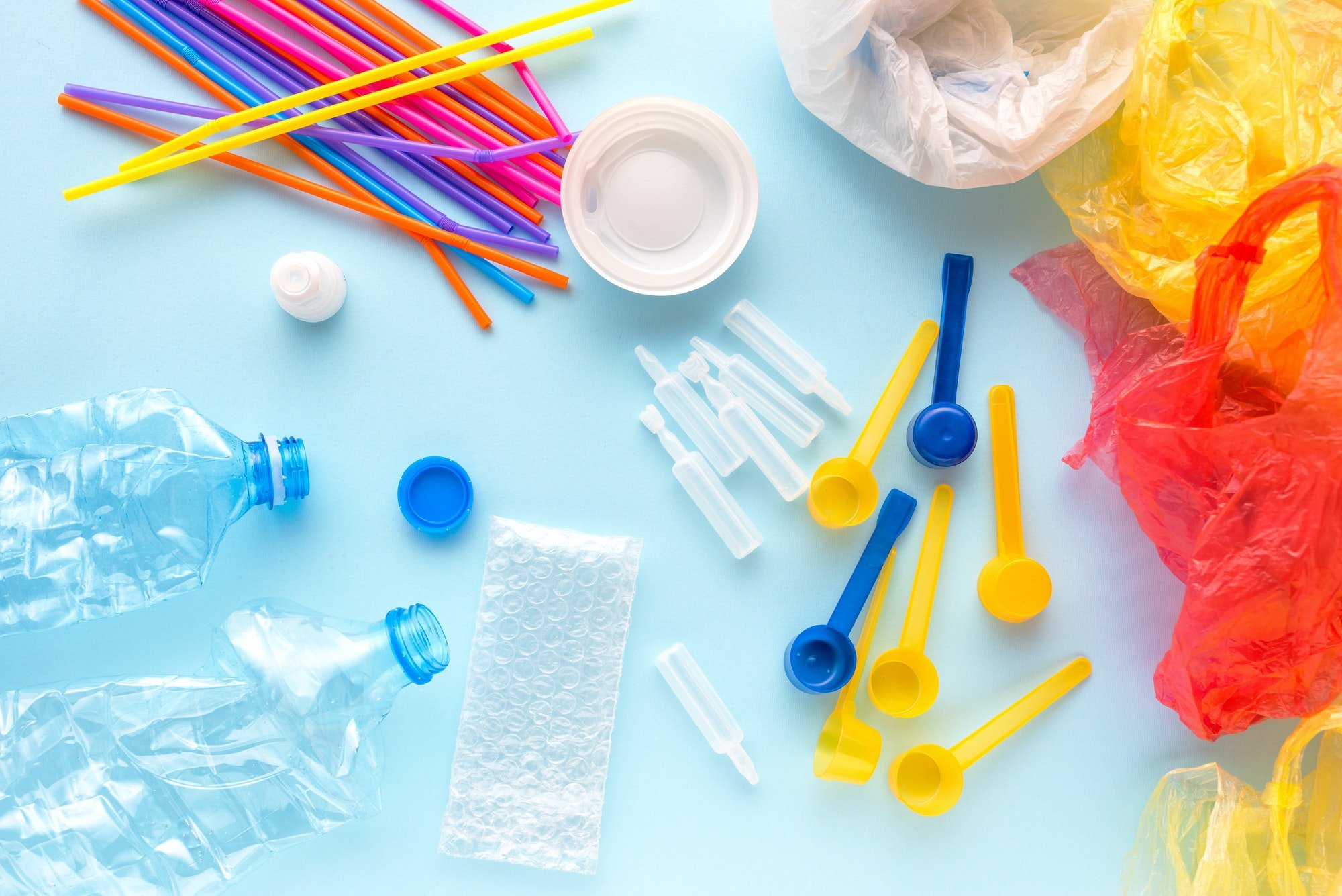 colorful plastic rubbish and garbage pile